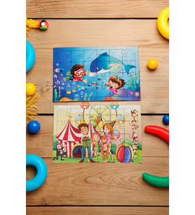 Okul Öncesi Başlangıç Yapboz  Sevimli Okyanus Ve Canım Ailem Ahşap Puzzle Set