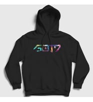 Presmono Unisex Siyah Nebula K-Pop Got7 Kapüşonlu Sweatshirt 409243tt