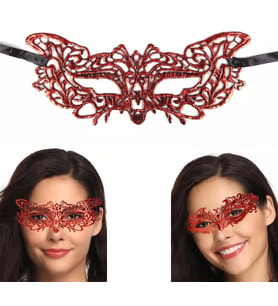 Kırmızı Dantel Masquerade Maskesi 9 No