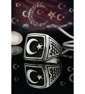 Ay Yıldızlı - Ay Yıldız 925 Ayar Gümüş Yüzük 902695