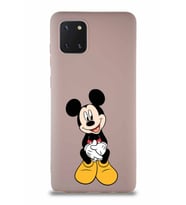 Samsung Galaxy Note 10 Lite Soft Premier Kapak Mickey Mouse-A Tasarımlı Silikon Kılıf - Pudra (Şeffaf)