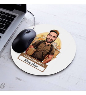 Kişiye Özel Hediye Karikatürlü En İyi Erkek Kurye Mousepad