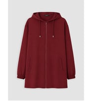 LCW Curve Bordo Büyük Beden Kapüşonlu Kadın Sweatshirt Tunik