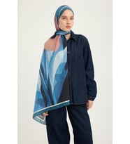 Schaless Işıklı Çiçekler - Mor - Vierra Desenli Viskon Şal - 70x190 Cm (Turkuaz)