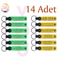 F Yeşili & Sarı, Kına Gecesi Misafirlerine Özel Hediye, 14’lü Set, Kişisel Deri Anahtarlık