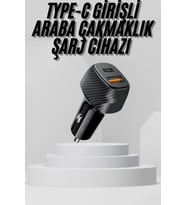 Araç İçi Şarj Cihazı 38W Güç Kapasiteli Type-C Girişli Araba Çakmaklık