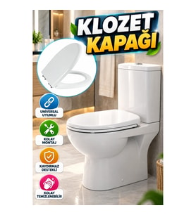 Universal Klozet Kapağı – Kaydırmaz Destekli Kolay Montaj ve Temizlenebilir Tasarım