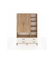 Arges Dolap 10 Raflı 4 Çekmeceli 2 Kapaklı 132x30x195 Çam-Çam/Aytaşı