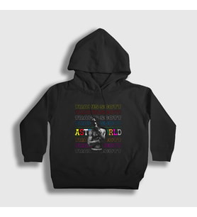 Presmono Unisex Çocuk Siyah Cool Astroworld Travis Scott Kapüşonlu Sweatshirt 42400tt