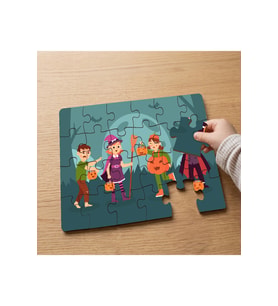 Cadılar Bayramı Tasarımlı 24 Parça Ahşap Çocuk Puzzle