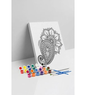 Şal Desenli Mandala Tuval Boyama Seti 40x50 cm