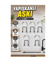 5’li Yapışkanlı Duvar Askısı – Mutfak ve Banyo İçin Çok Amaçlı Düzenleyici