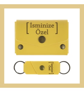 Sarı Renk, İsme Özel Cüzdan ve Anahtarlık Seti, Unutulmaz Hediye, Sevgililer İçin, Kutlamalara