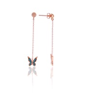 Kelebek Model Firuze Taşlı Rose Kaplama Gümüş Kadın Küpe 201025006