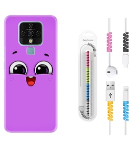 Tecno Camon 16 18P Pova 3 Pova Neo Kılıf Kablo Koruma Spiral Silikon Purple Sweety 1717