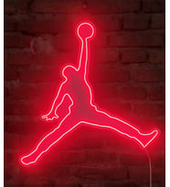 Michael Jordan silueti neon led duvar aydınlatması (Kırmızı)