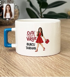 Kişiye Özel Karikatürlü Cute But Virgo Başak Burcu Lüks Fincan Doğum Günü Hediyesi