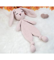 El Örgüsü Peluş Şirin Tavşan Bebek Uyku Arkadaşı (Pudra)