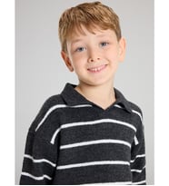 LCW Kids Antrasit Polo Yaka Çizgili Erkek Bebek Triko Kazak
