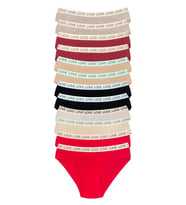 12 Adet Pamuklu Esnek Kadın Slip Bikini Külot Geniş Lastikli Baskılı