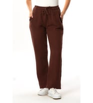 Beli Lastikli Multi Çift Cepli Müslin Kadın/Erkek Unisex Yazlık Pantolon Kahve Khv