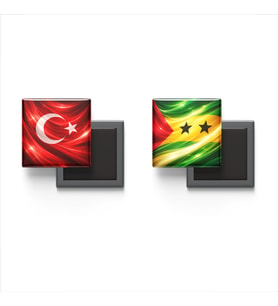 Buzdolap Magnetleri - Sao Tome ve Principe Bayrağı ve Türk Bayrağı - 2'li Set Magneti