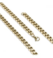 Erkek Kare Arnavut Çelik Kolye 6Mm (Altın)