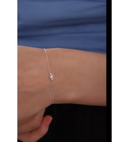 925 Ayar Gümüş Zincirli Minimal Kirpik Göz Model Bileklik