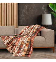 SoftMicro Etnik Desenli Boho 130x180 cm Koltuk Örtüsü Şalı, Kanepe Örtüsü, Tv Battaniyesi Toprak