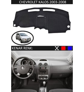 Chevrolet Kalos 2003-2008 Için Uygun Torpido Koruma Halısı Siyah Kenar Renk Siyah