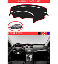 Mazda 3 2009-2013 İçin Uygun Torpido Koruma Halısı Siyah Kenar Renk Kırmızı