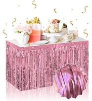 Kendinden Yapışkanlı Rose Gold Metalize Püsküllü Masa Eteği – 75 x 275 cm Parti Süslemesi (4887)