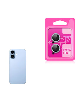 iPhone 17 Kamera Lens Koruyucu Renkli Elmas Taşlı Temperli Cam Koruyucu CL-06 Açık Mavi