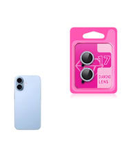 iPhone 17 Kamera Lens Koruyucu Renkli Elmas Taşlı Temperli Cam Koruyucu CL-06 Açık Mavi