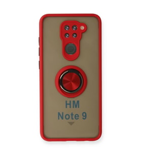 Xiaomi Redmi Note 9 Kılıf Montreal Yüzüklü Silikon Kapak - Kırmızı