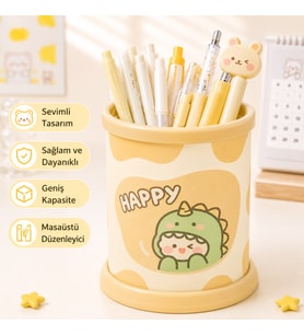 Kawaii Teddy Ayıcık Rabbit Tavşan Desenli Masaüstü Kalemlik Organizer – Geniş Kapasiteli Sevimli Kırtasiye Düzenleyici