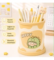 Kawaii Teddy Ayıcık Rabbit Tavşan Desenli Masaüstü Kalemlik Organizer – Geniş Kapasiteli Sevimli Kırtasiye Düzenleyici