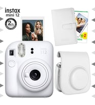 Instax mini 12 Beyaz Fotoğraf Makinesi-20'li Film-Laporta Albüm ve Deri Kılıf Seti