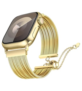 Apple Watch 10/11 42mm-38/40/41mm Kordon Metal İnce Detaylı Band 137 2/3/4/5/6/s (Gold)