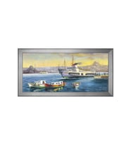 İstanbul Boğaz Vapuru Motifli Kanvas Tablo 80 x 110 cm Silver Çerçeve