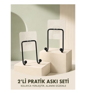 Mey İthalat® İkili Yapışkanlı Askı Seti Duvar Tipi Çok Amaçlı Pratik Askılık 2 Adet