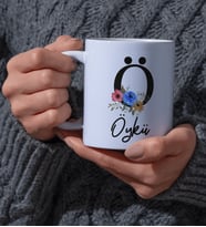 Kişiye Özel Ö Harfli İsimli Kupa Bardak Kahve Hediye Seti (Beyaz)
