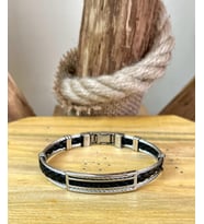 1. Sınıf Çelik Örgü ve Halat Mixli Siyah Sade Şık Erkek Bileklik 23 cm