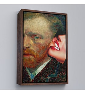 Çerçeveli Vincent van Gogh Kulağını Isıran Kadın Pop Art Tablo (Kahverengi)