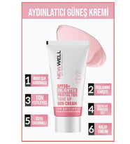 Newwell Ton Eşitleyici yüksek Koruma Etkili SPF50+ Aydınlatıcı Pembe Yüz Güneş Kremi 50 ml