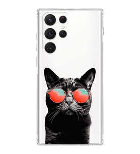 PrintiFy Samsung Galaxy S22 Ultra ile Uyumlu 1mm Slim Fit Kedi 3 050d Baskılı Şeffaf  Kılıf