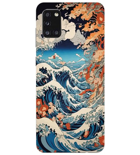 Samsung Galaxy A31 Uyumlu Kanagawa Dalga Desenli Şeffaf Telefon Kılıfı
