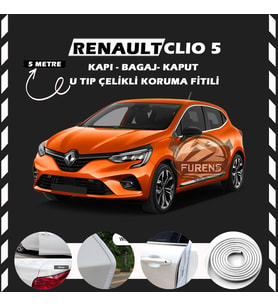 Renault Clio 5 Oto Araç Kapı Koruma Fitili 5metre Parlak Beyaz Renk