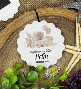 7cm Özel Baskılı Magnet Uv Baskılı - Balonlu Pembe Ayıcık
