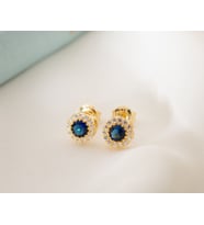 925 Ayar Gümüş Eylül Ayı Doğum Taşı ( Sapphire ) Küpe